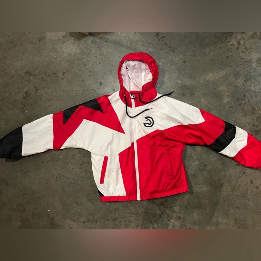 Womens Starter NBA Atlanta Hawks Basketball Wind
Breaker Full Zip Hoodie Jacket
